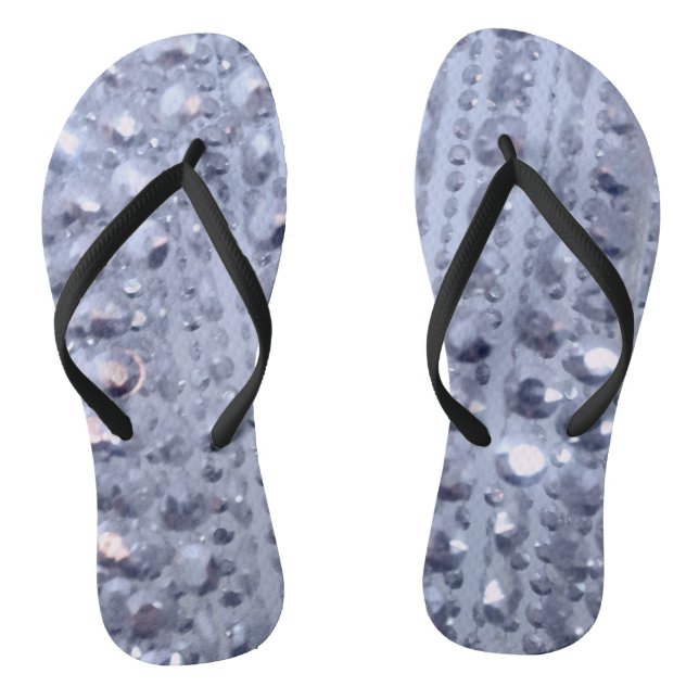 Dazzling Glittery Blue Beads Flip Flops (Fußbett)