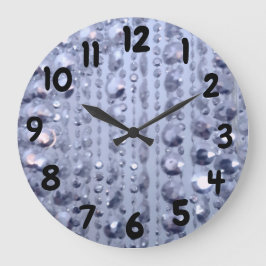 Dazzling Glittery Blue Beads Große Uhr