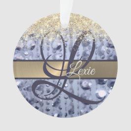 Dazzling Glittery Blue Beads Monogram Ornament