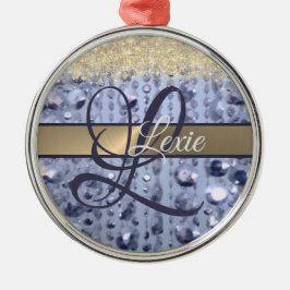 Dazzling Glittery Blue Beads Monogram Ornament Aus Metall