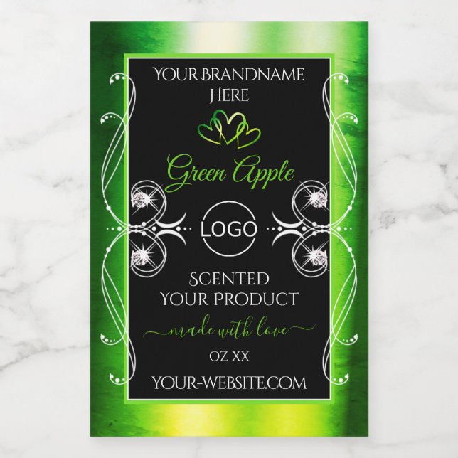 Dazzling Green Black Produit Étiquette Bijoux Logo (Étiquettes simples)