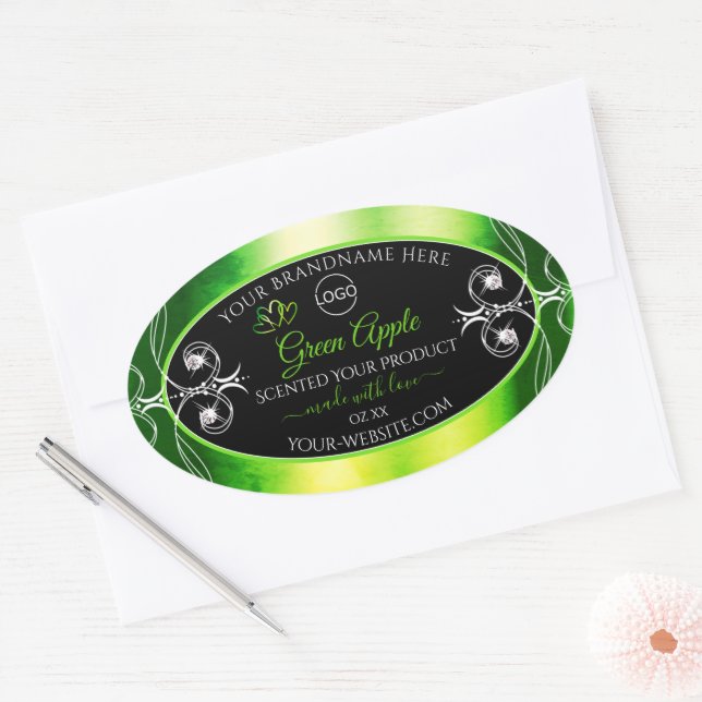 Dazzling Green Black Produit Étiquette Bijoux Logo (Enveloppe)