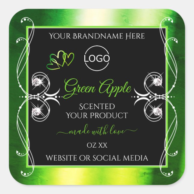 Dazzling Green Black Produit Étiquette Bijoux Logo (Devant)