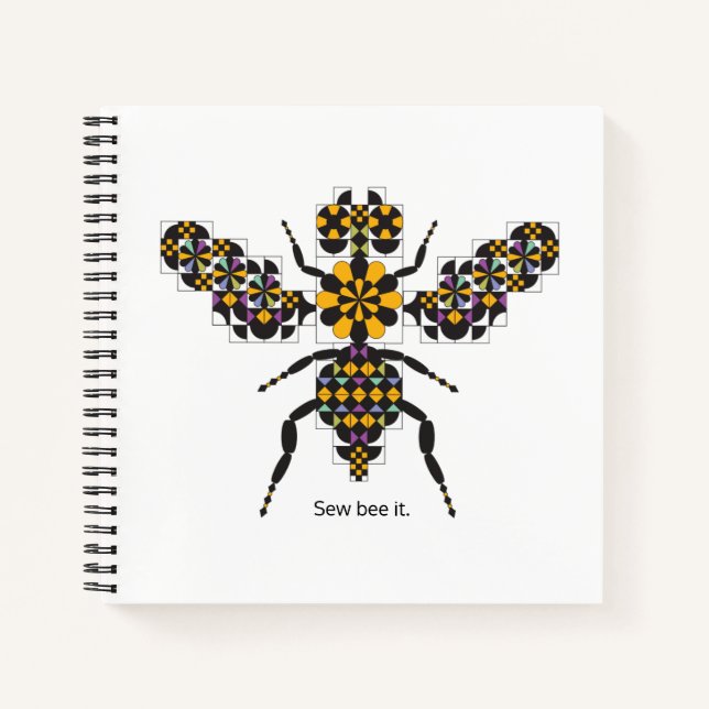 Dazzling Honey Bee Quilt Pattern Notebook Notizbuch (Vorderseite)