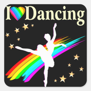 DAZZLING I LIEBE DANCING DESIGN QUADRATISCHER AUFKLEBER