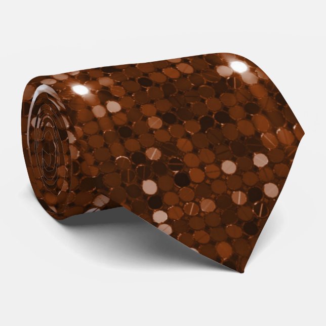 Dazzling Kupfer Sparkle Sequin Muster Neck Tie Krawatte (Gerollt)
