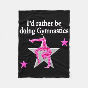 DAZZLING PINK GYMNASTICS DESIGN FLEECEDECKE