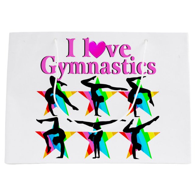 DAZZLING PINK I LIEBE GYMNASTICS DESIGN GROßE GESCHENKTÜTE (Vorderseite)