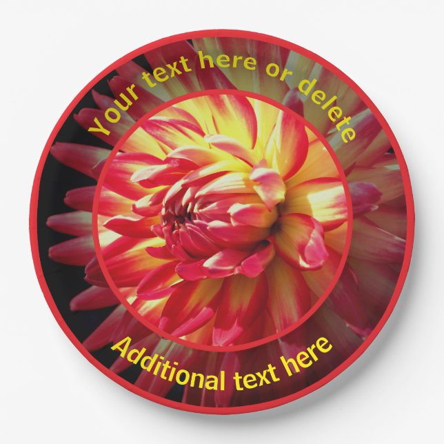 Dazzling Red Dahlia Blume Personalisiertes Party Pappteller (Vorderseite)
