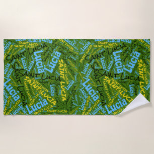 Dazzling Saint Lucia Flag Farben Patriotisch Strandtuch