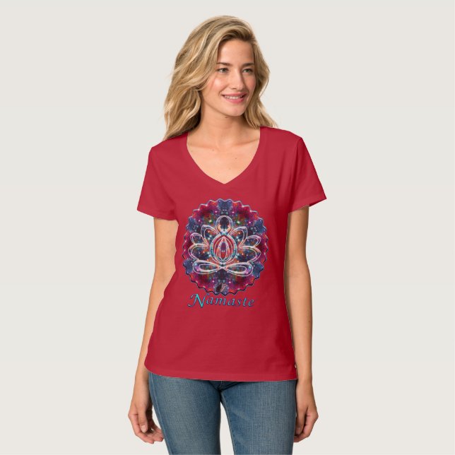 Dazzling Zen Lotus Namaste T-Shirt (Vorderseite Vollansicht)