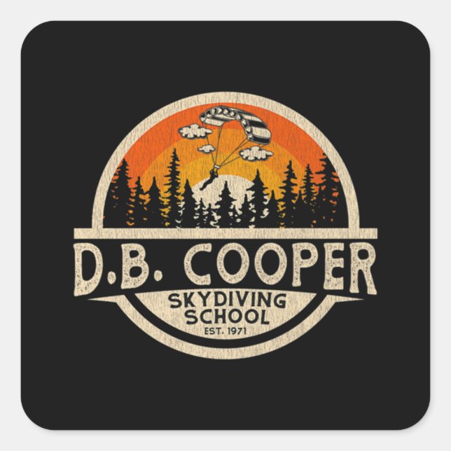 DB Cooper Classic Quadratischer Aufkleber (Vorderseite)