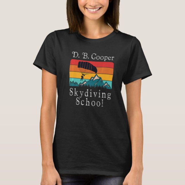 Db Cooper Skydiving School Retro Sunset T-Shirt (Vorderseite)