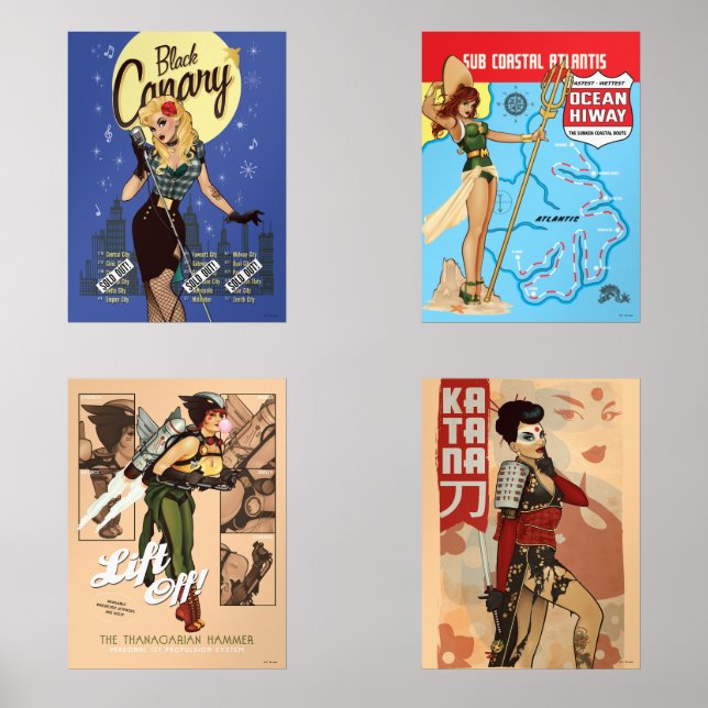 DC Comic Bombshells Gruppe 2 Bilderwand Sets (Vorderseite)