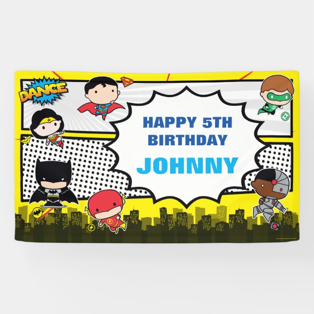 DC-Comic | Justice League - Chibi Birthday Banner (Horizontal)