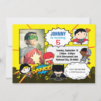 DC-Comic | Justice League - Chibi Birthday Foto Einladung