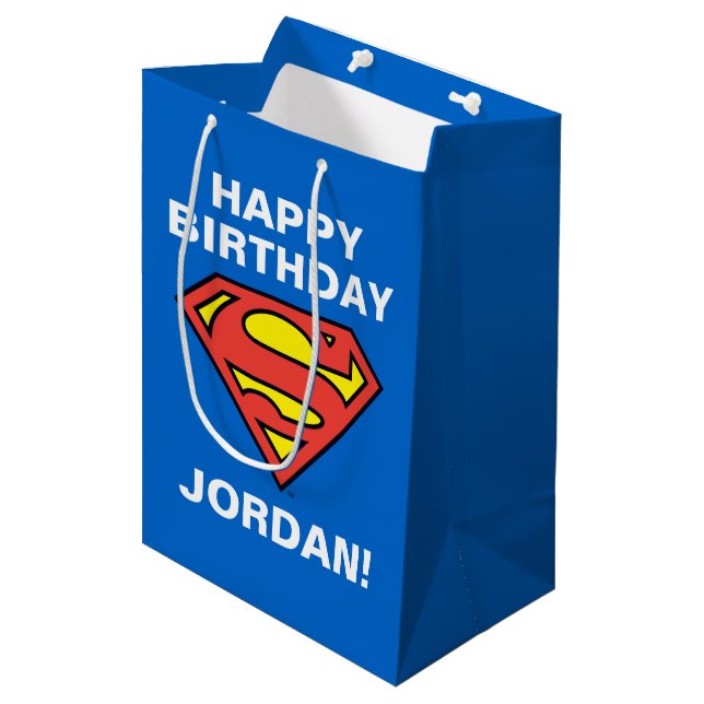DC-Comic | Superman | Klassisches Logo Mittlere Geschenktüte (Vorderseite Schrägansicht)