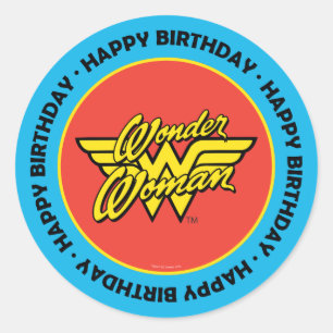 DC-Comic  Wunder Woman-Logo  Glücklicher Geburtsta Runder Aufkleber