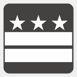 DC-Flagge in Schwarz und Weiß Quadratischer Aufkleber