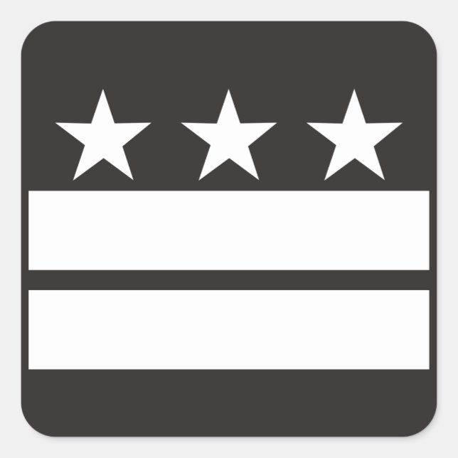 DC-Flagge in Schwarz und Weiß Quadratischer Aufkleber (Vorderseite)