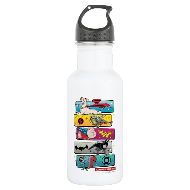 DC Liga der Super-Pets-Panels Edelstahlflasche (Vorderseite)