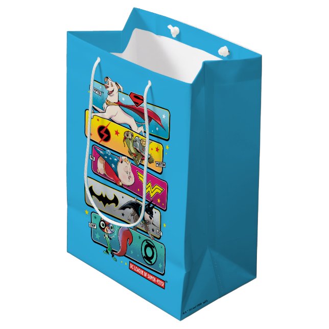 DC Liga der Super-Pets-Panels Mittlere Geschenktüte (Vorderseite Schrägansicht)
