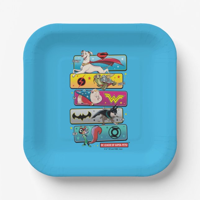DC Liga der Super-Pets-Panels Pappteller (Vorderseite)