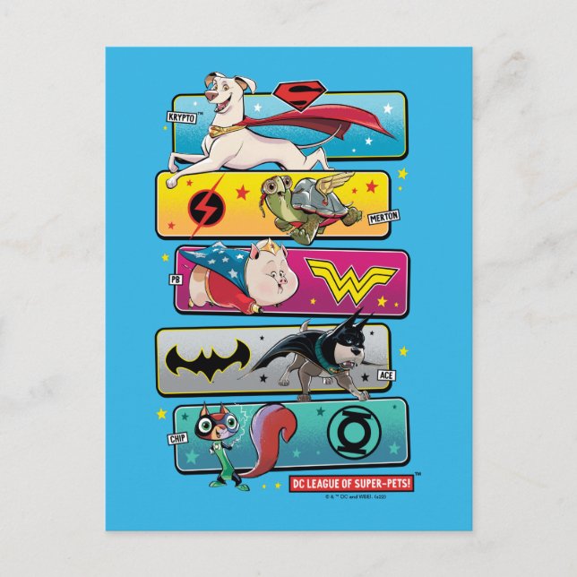 DC Liga der Super-Pets-Panels Postkarte (Vorderseite)