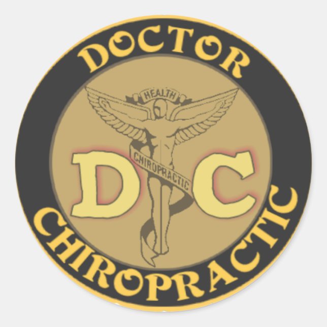DC-LOGO - CHIROPRAKTISCHER KADUCEUS RUNDER AUFKLEBER (Vorderseite)