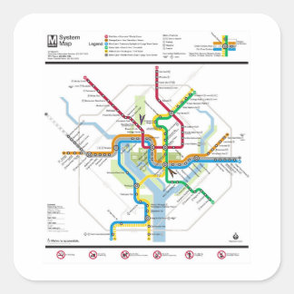 DC Metro-Karte Quadratischer Aufkleber