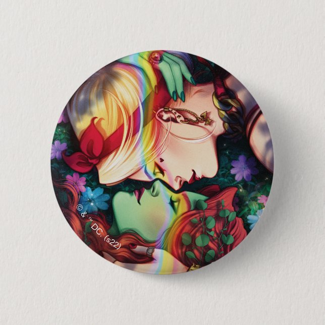 DC Pride Harley Quinn & Poison Ivy Comic Cover Button (Vorderseite)