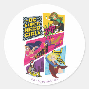 DC Super Hero Girls Action Panels Runder Aufkleber