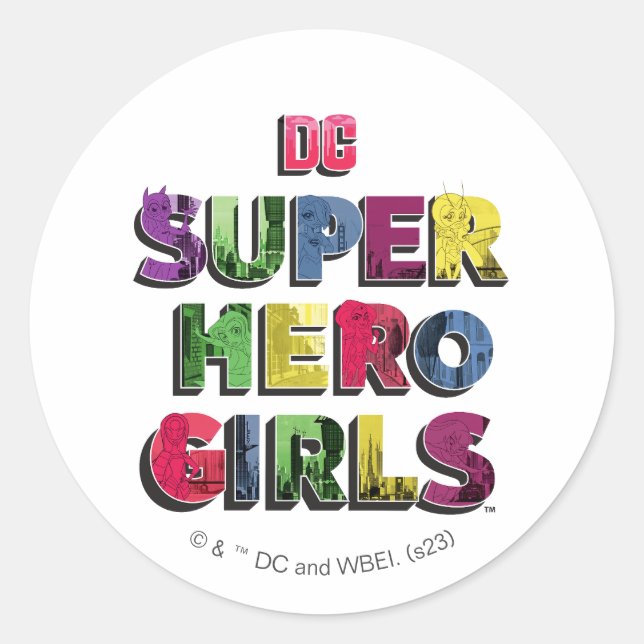 DC Super Hero Girls City Letters Runder Aufkleber (Vorderseite)