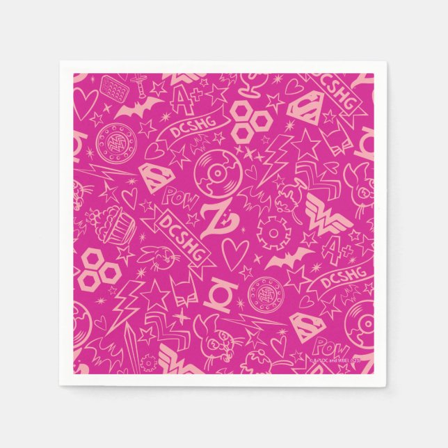 DC Super Hero Girls Pink Icon Muster Serviette (Vorderseite)