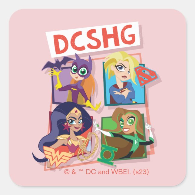 DC Super Hero Girls Quartett Quadratischer Aufkleber (Vorderseite)