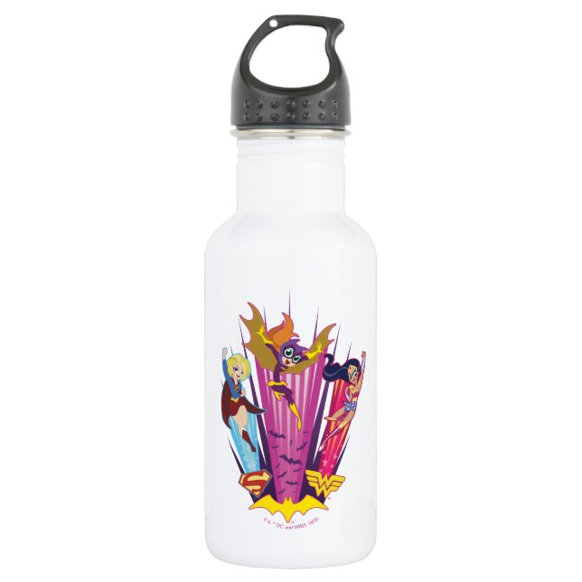 DC Super Hero Girls Trio Edelstahlflasche (Vorderseite)