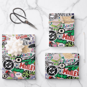 DC-Super-Schurken-Cartoon-Muster Geschenkpapier Set