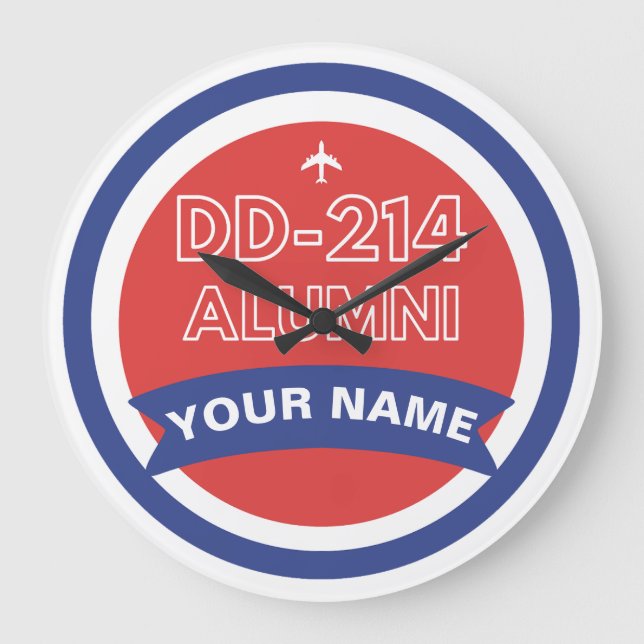 DD-214 Alumni Personalisierte Luftwaffenruhestand Große Wanduhr (Vorderseite)