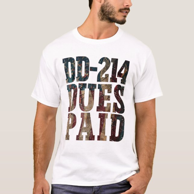 DD-214 bezahlt DD-214 US-Militärveteran T-Shirt (Vorderseite)