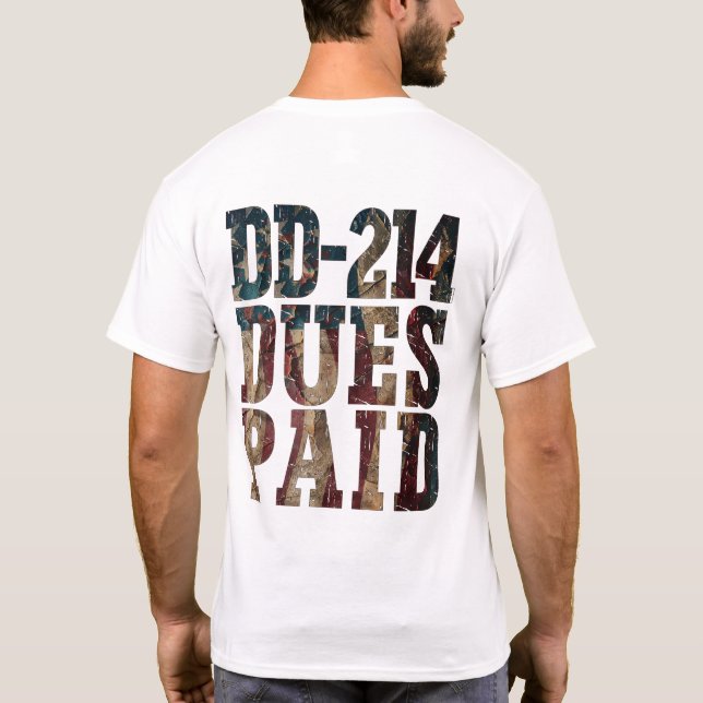 DD-214 bezahlt DD-214 US-Militärveteran T-Shirt (Rückseite)