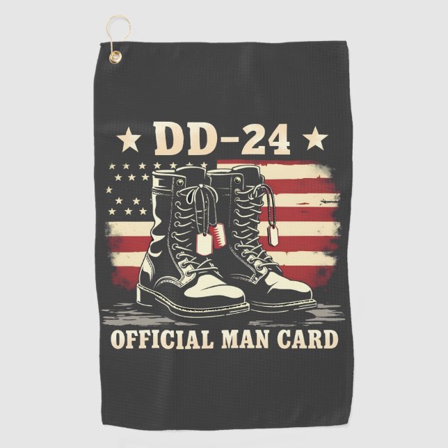 DD 24 Offiziell Man Card American Veteran Day Flag Golfhandtuch (Vorderseite)