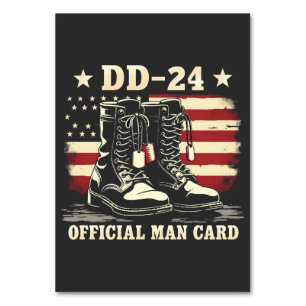DD 24 Offiziell Man Card American Veteran Day Flag Tischnummer
