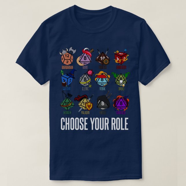 DD Character Class Hit Dice T-Shirt (Design vorne)