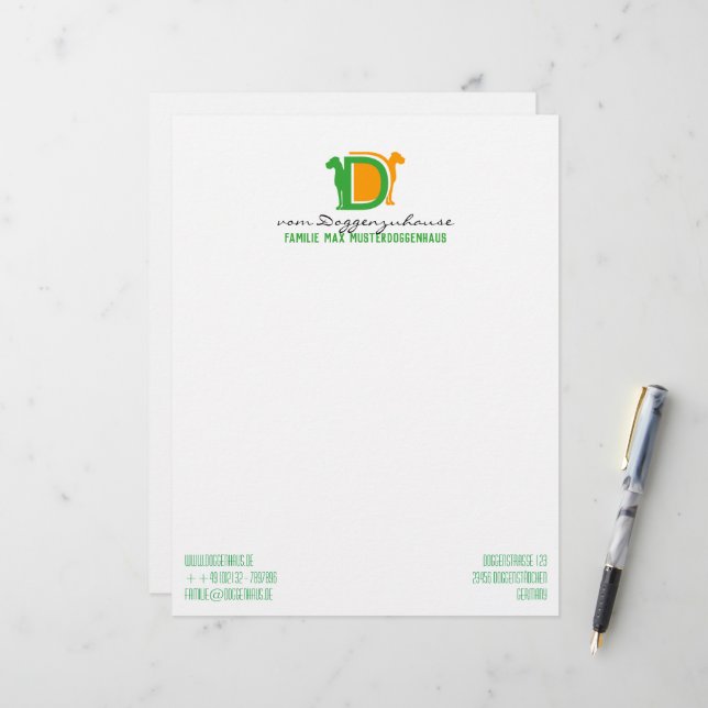 DD-Serie Buchstaben Briefbogen (Vorderseite/Rückseite Beispiel)
