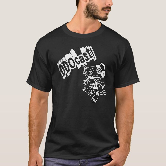 DDOcast Snagz Maskottchen auf Schwarzem T-Shirt (Vorderseite)