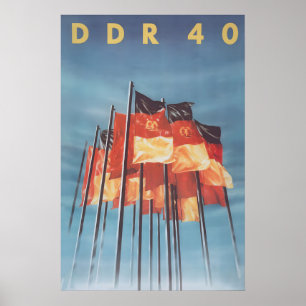 DDR 40. Jubiläumsplakat Vintage Östlich Poster