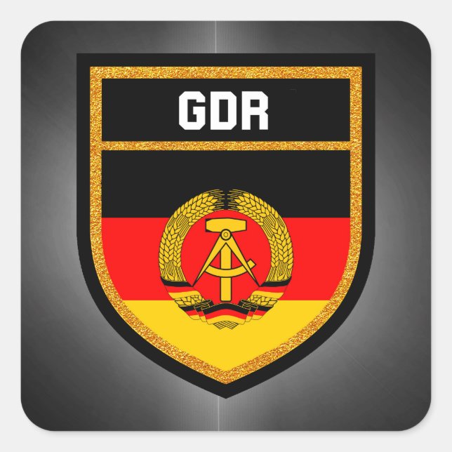 DDR-Flagge Quadratischer Aufkleber (Vorderseite)