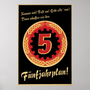 DDR-Propagandaplakat 5-Jahres-Plan, Ostdeutschland Poster