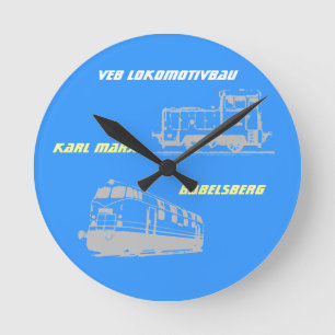 DDR Werbedesign VEB Lokomotivbau Runde Wanduhr