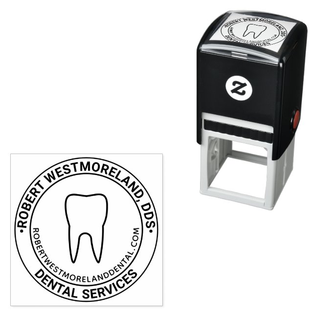 DDS-Zahnlogo, Name, Website-URL Permastempel (Beispiel)
